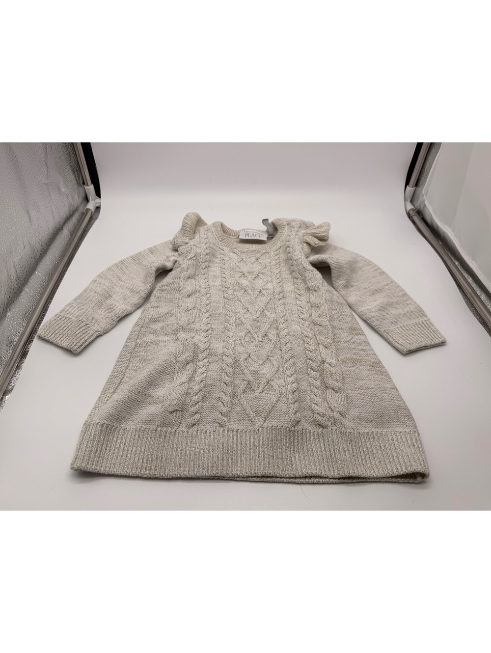 Children's Place Girls Cream Cable Knit Sweater Dress 18-24m
